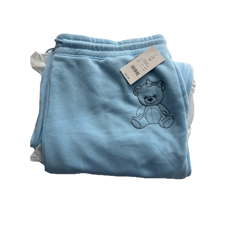 Women Sweat Pants Zoe+Liv Baby Blue Loose Legs Comfort Soft Pretty